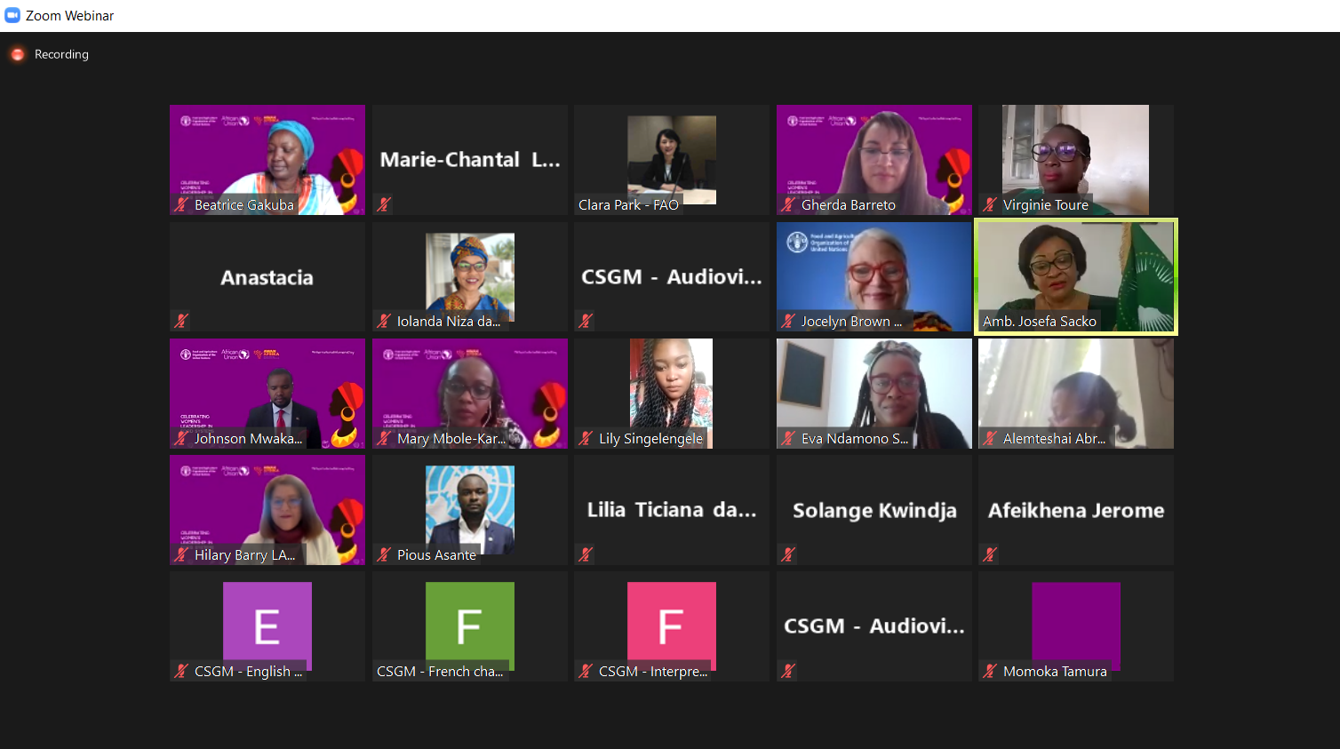 Webinar 8 March 2021: AU, FAO, AWAN, and Lady Agri.