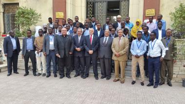 © 2016 AU-IBAR. Group photo of participants at Training program on Quarantine Management Practices and Laboratory Diagnosis of trade limiting diseases (FMD, RVF, PPR and Brucellosis) for veterinary staff under the Enhancing Somali Livestock Trade Project at Animal Health Research Institute, Cairo, Egypt, from 30th October to 6th November 2016.